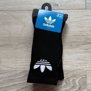 Adidas Black Men’s Crew Socks with White Trefoil Logo 3 Pairs